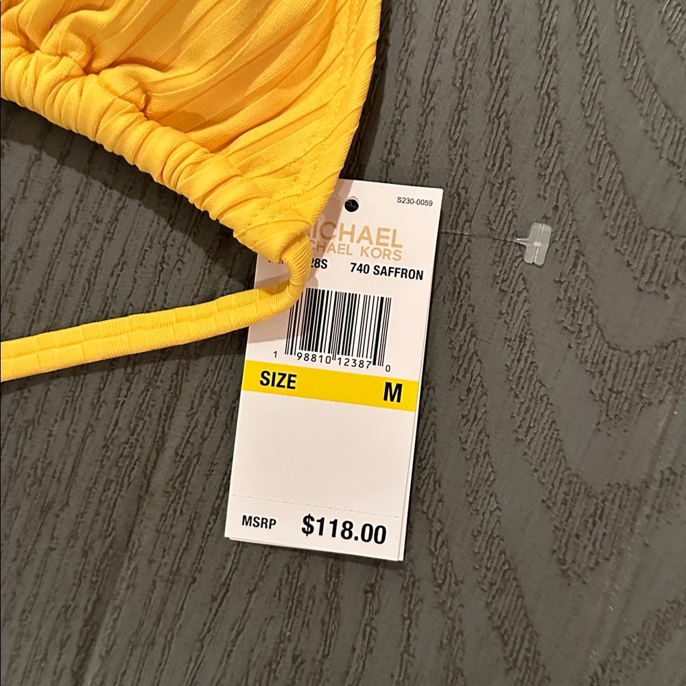 Michael Kors Yellow Ribbed String Bikini Set - Picture 4 of 11